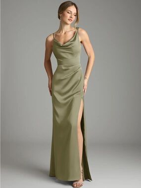 Azazie Stretch Satin Samara Cowl Neckline Formal Bridesmaid Dress